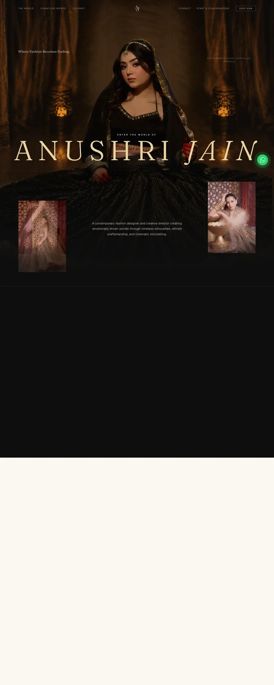 Anushri Jain website, scrolling preview