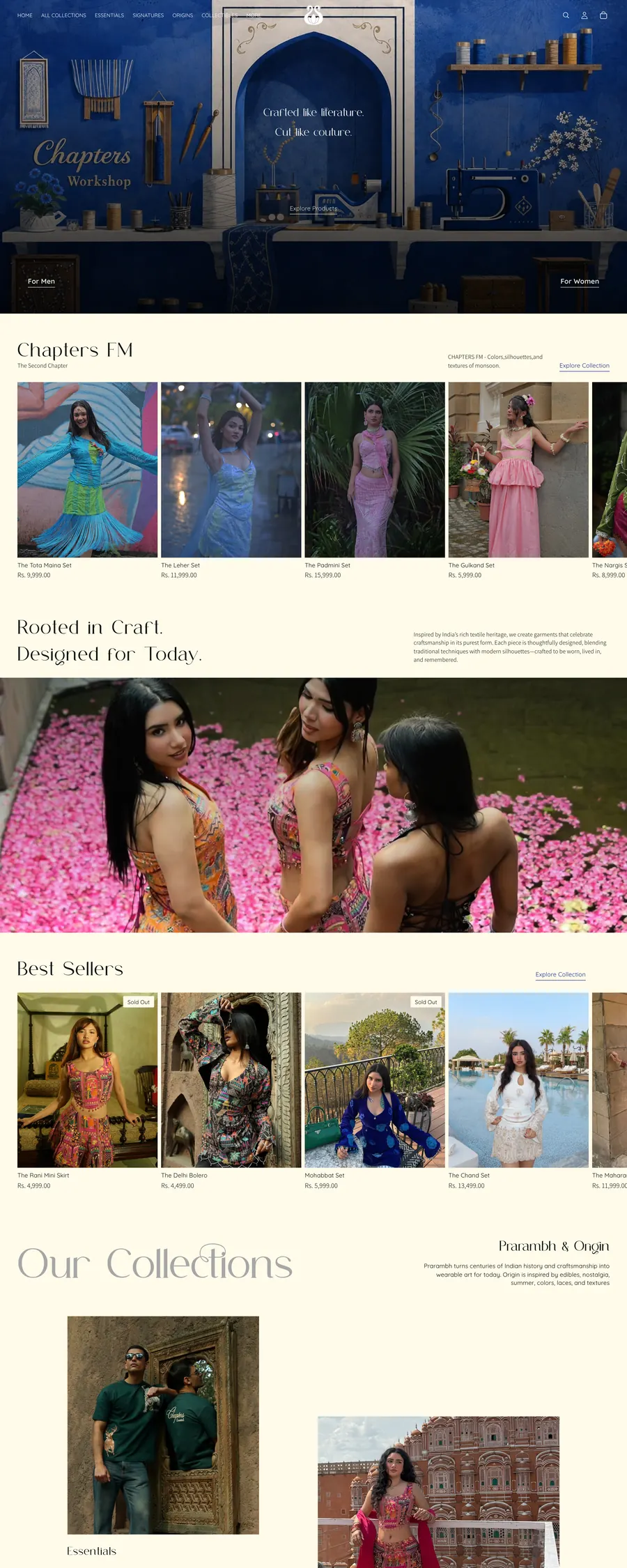 Chapters website, scrolling preview