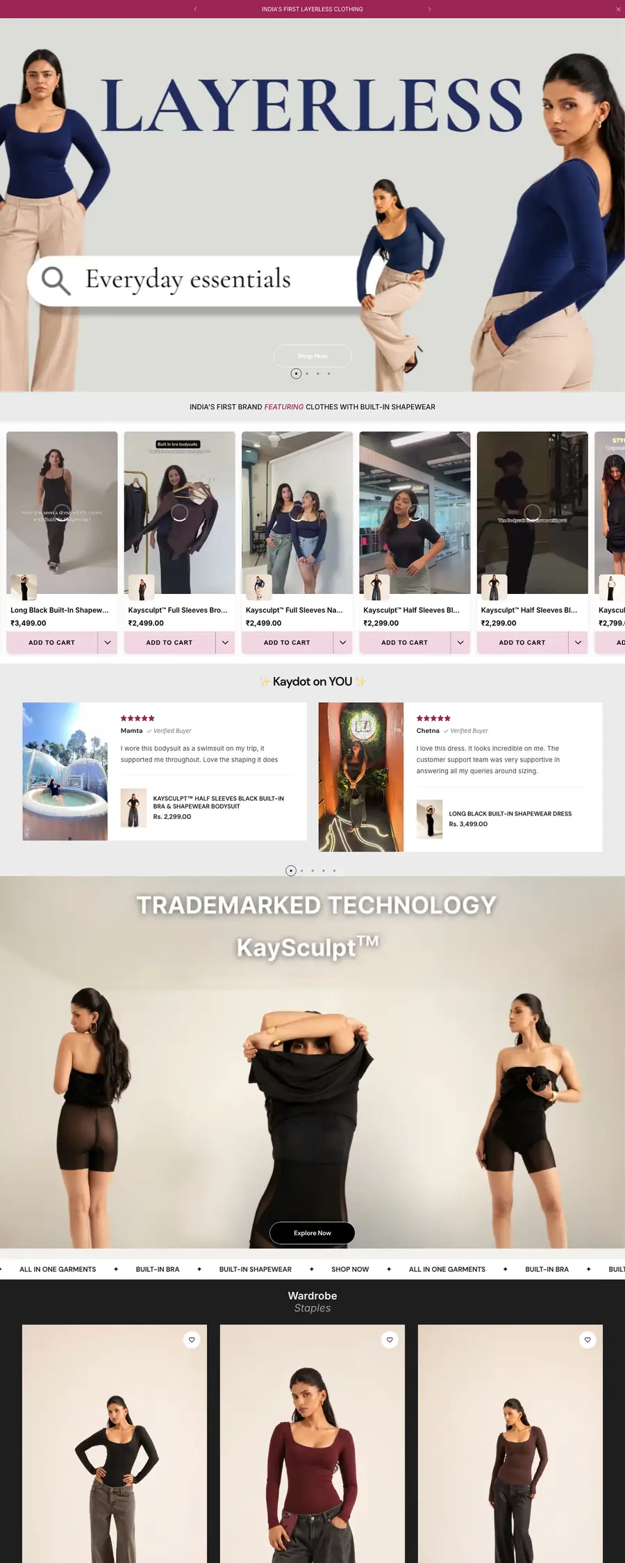 Kaydot website, scrolling preview