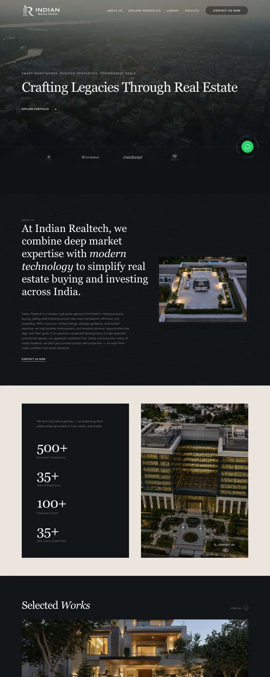 Indian Realtech website, scrolling preview